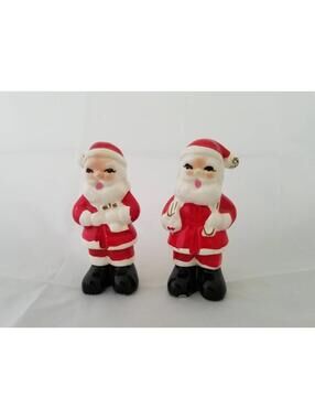 Santa Claus Salt & Pepper shakers, 60s Xmas decorations, 50s Christmas ornaments